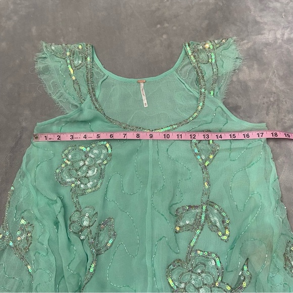 Free People Mint Green Embroidered Top - Picture 7 of 12